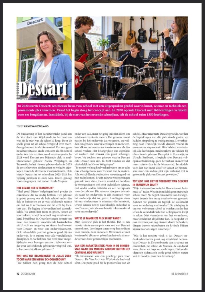 Artikel over Descart in De Zuidwester, oktober 2026